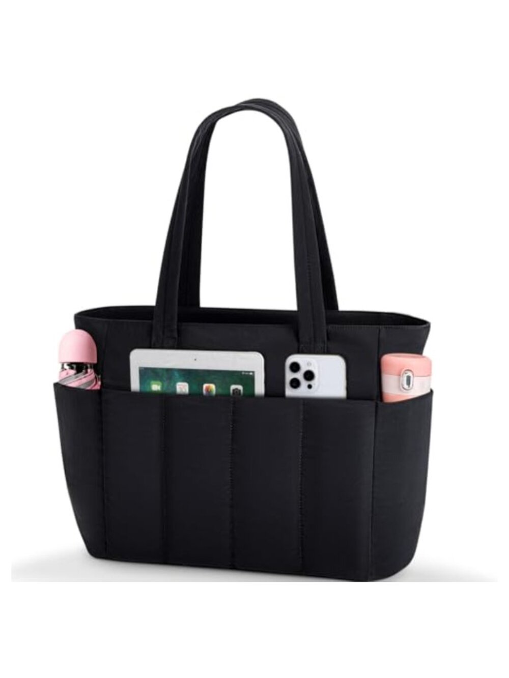 15.6 Inch Quilted Puffer Laptop Tote Bag with Shoulder Strap
